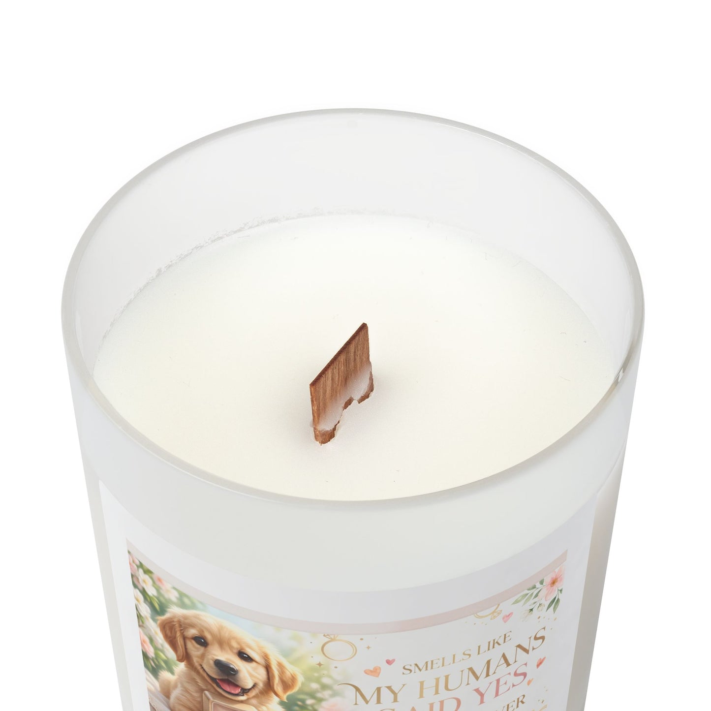 11oz Frosted Glass Candle – "My Humans Said Yes" Puppy Engagement Scented Candle