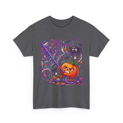 Pumpkin Spider Web Halloween T‑Shirt — Cute Spooky Pumpkin Cartoon Tee
