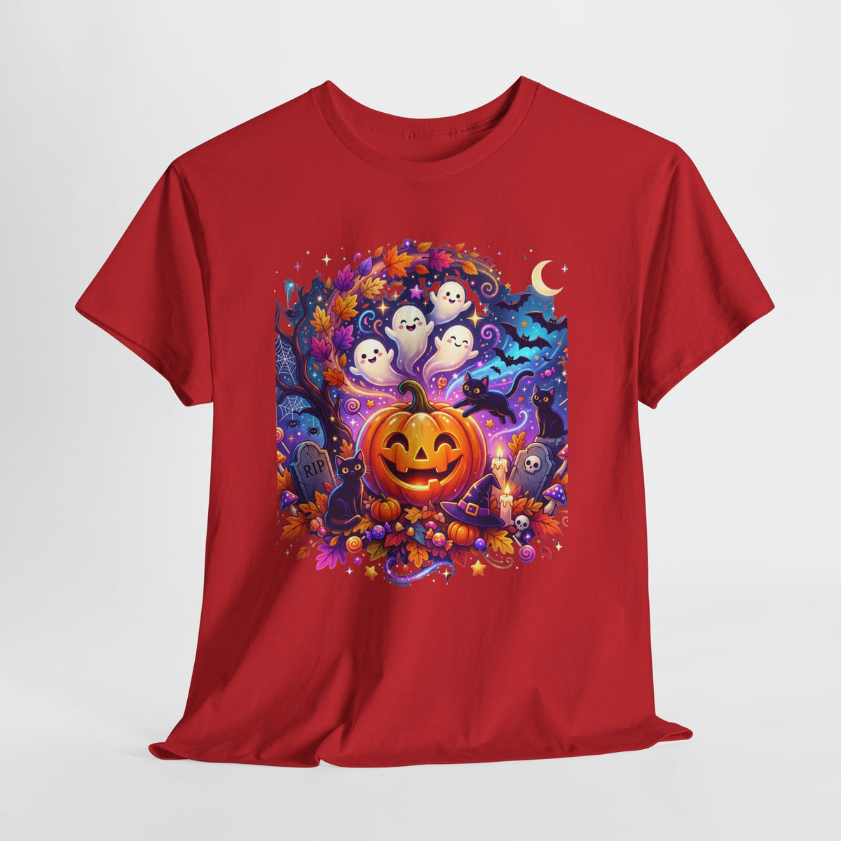 Halloween Pumpkin & Ghosts T-Shirt — Cute Spooky Jack-O'-Lantern Tee