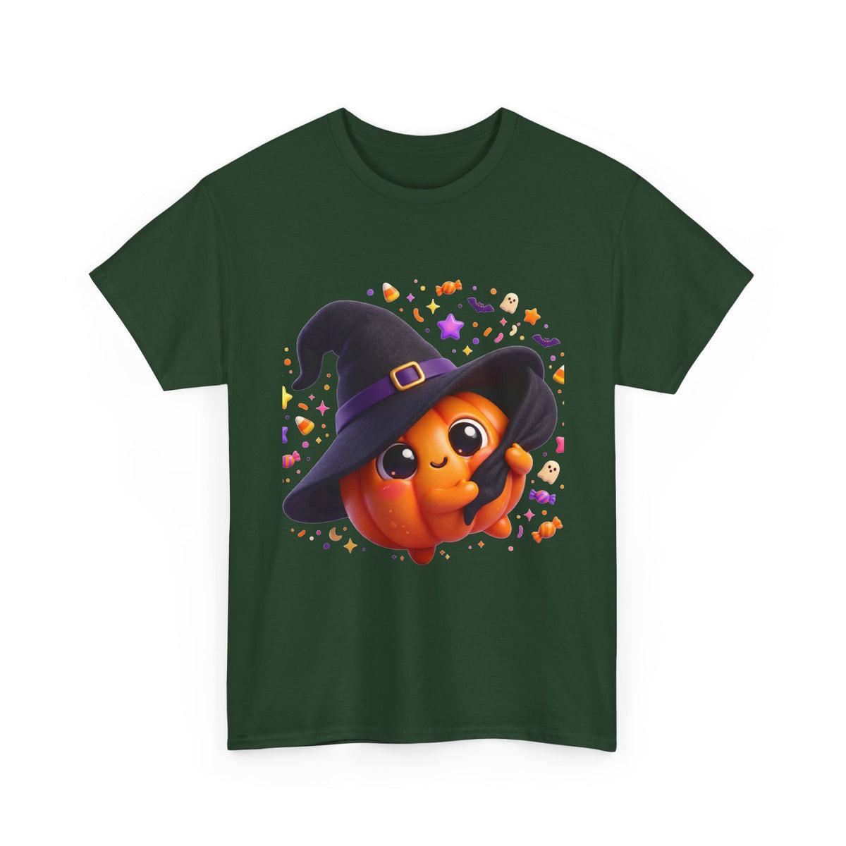 Pumpkin Witch T-Shirt — Cute Halloween Jack-o'-Lantern with Witch Hat