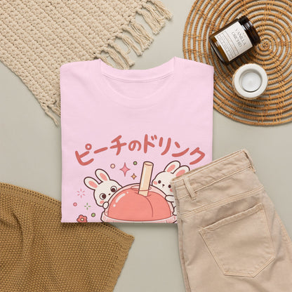 Peach Drink Cute Bunny T-Shirt