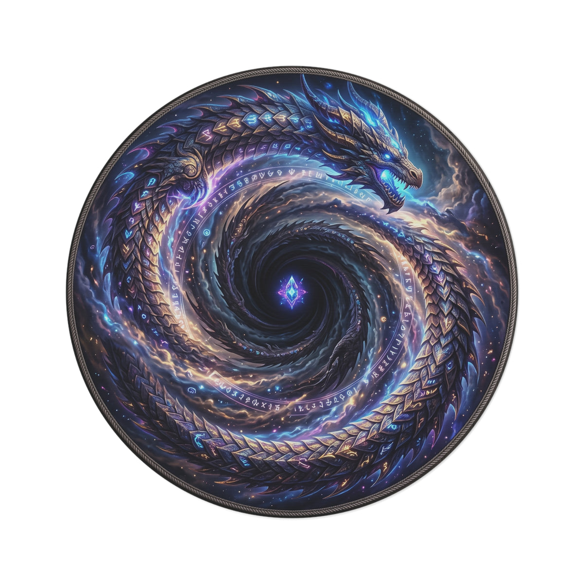 Mystic Spiral Dragon Round Rug