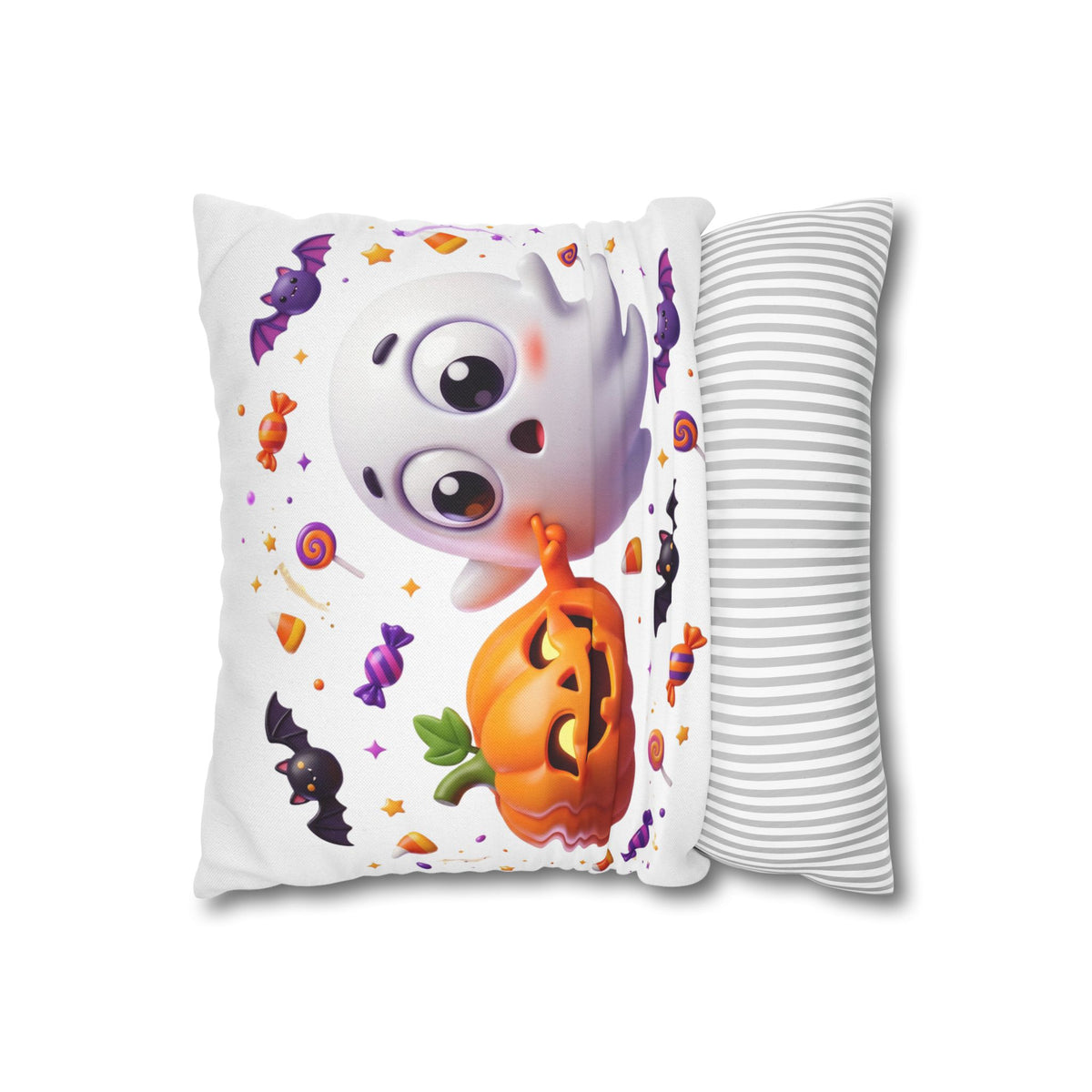 Halloween Ghost & Pumpkin Throw Pillowcase - Cute Spooky Decor