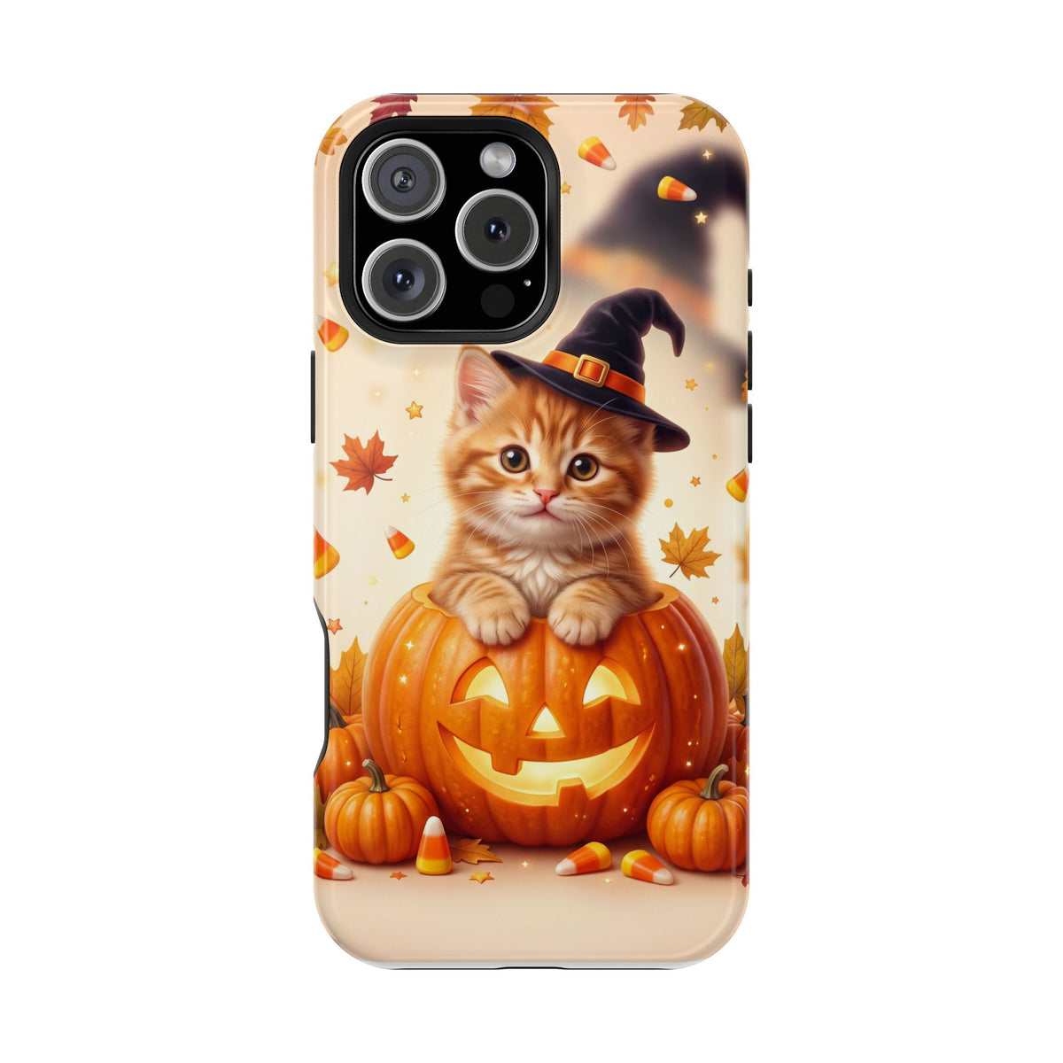 Halloween Kitten Pumpkin Phone Case — Magnetic Impact-Resistant