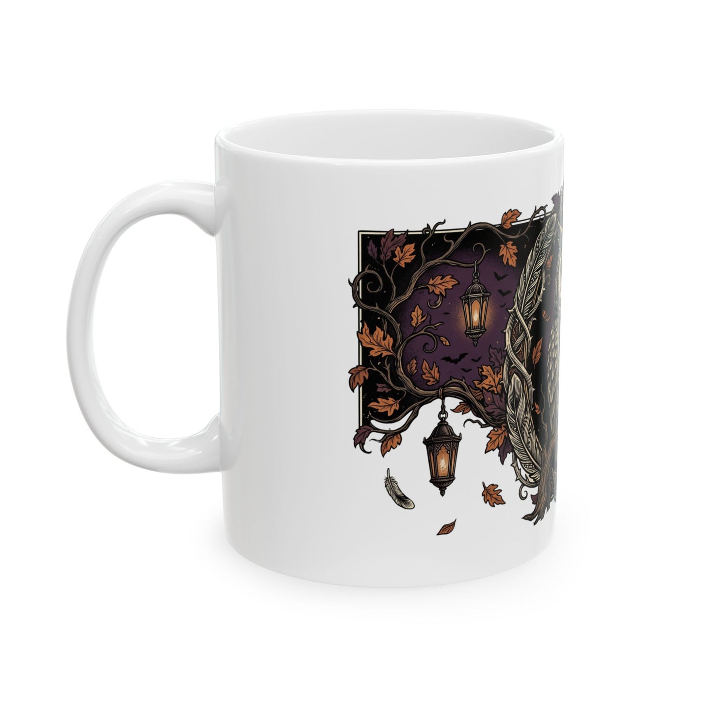 Owl Crest Ceramic Mug — Mystical Forest Owl Coffee Cup (11oz & 15oz)