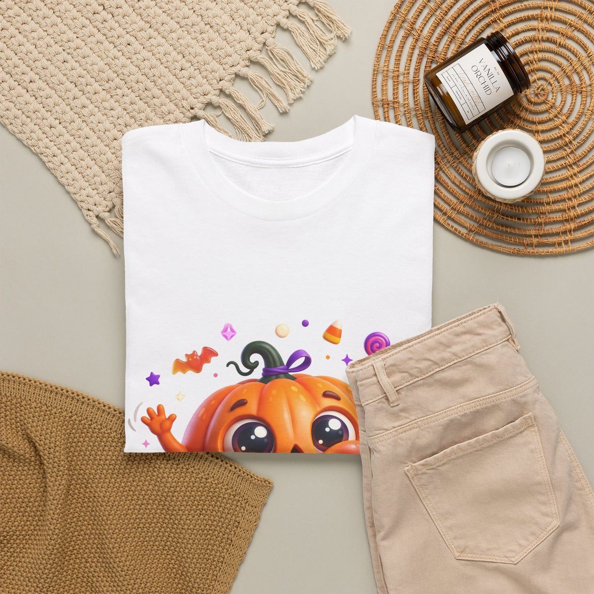 Halloween Pumpkin T‑Shirt — Happy Jack-O'-Lantern Candy Graphic Tee