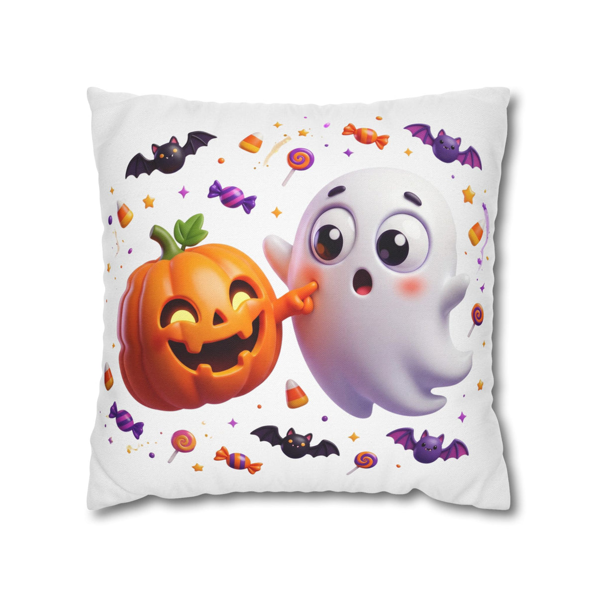 Halloween Ghost & Pumpkin Throw Pillowcase - Cute Spooky Decor