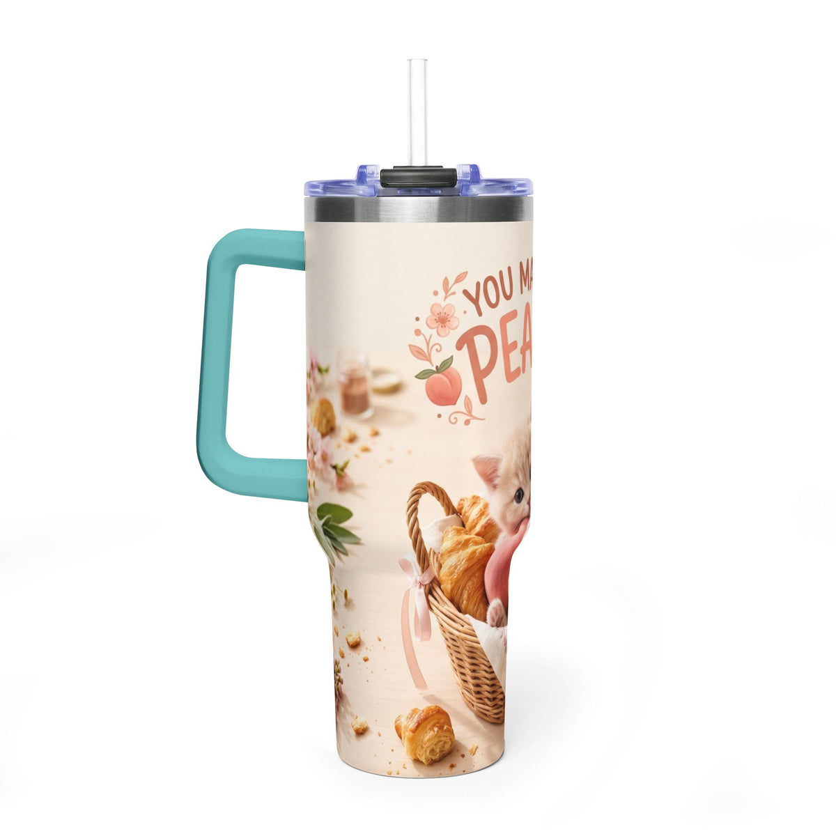 You Make Life Peachy Cat 40oz Travel Tumbler