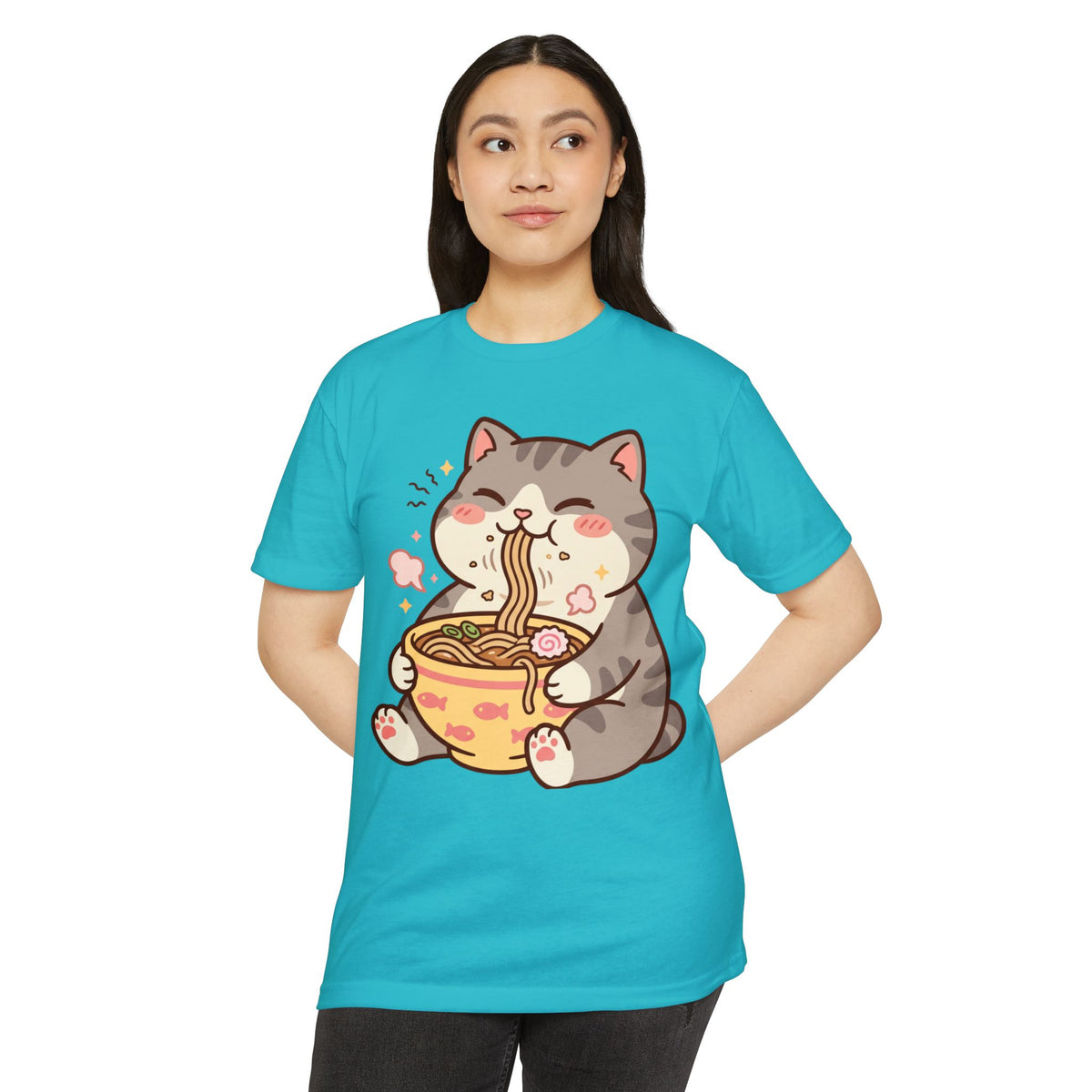 Cute Cat Eating Ramen T-Shirt