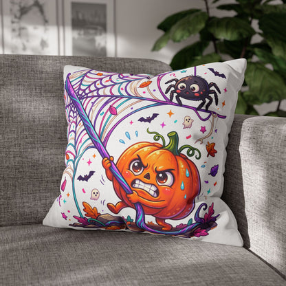 Halloween Pumpkin & Spider Decorative Pillowcase — Cute Spooky Fall Accent