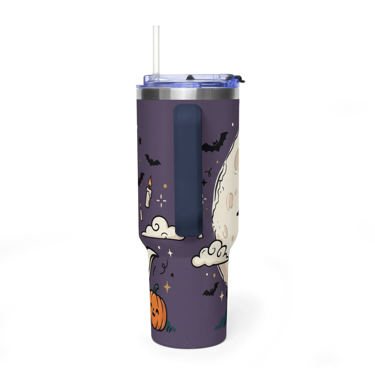 40oz Halloween Ghost Thermal Tumbler with Pumpkin and Black Cat