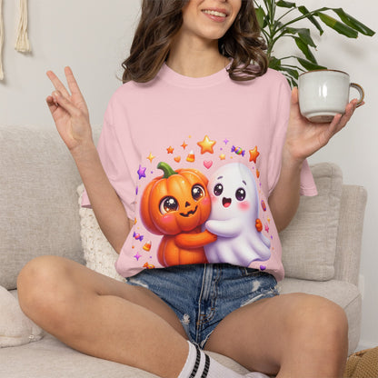 Halloween Pumpkin & Ghost T-Shirt — Cute Spooky Friends Graphic Tee