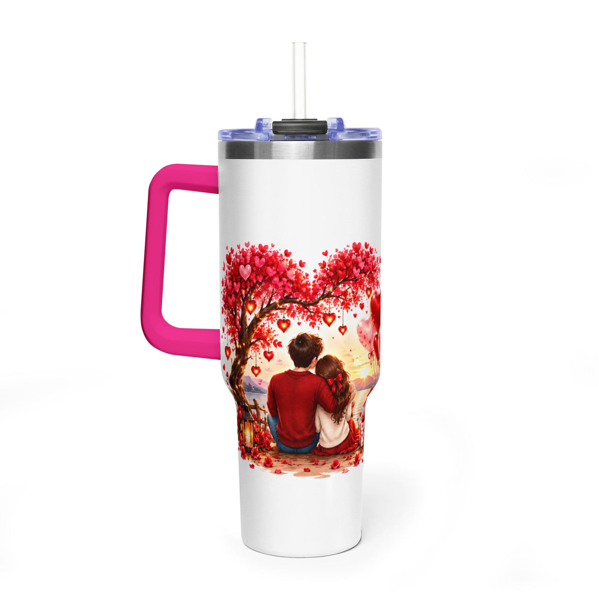 40oz Love-Themed Thermal Tumbler with Handle
