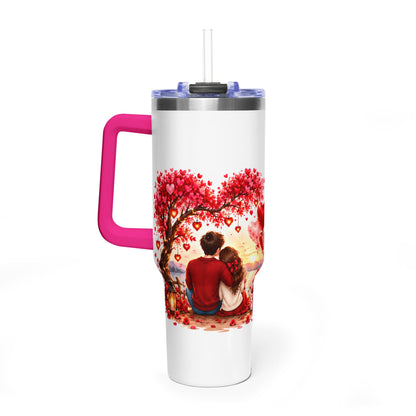 40oz Love-Themed Thermal Tumbler with Handle