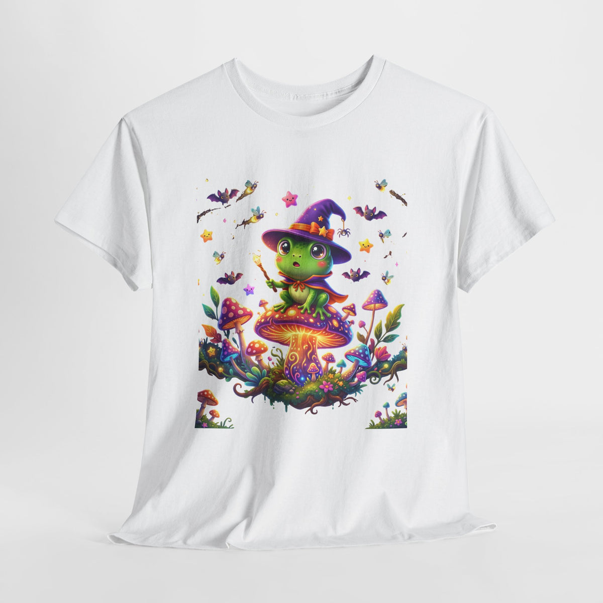 Cute Witch Frog T‑Shirt — Magical Mushroom Halloween Tee