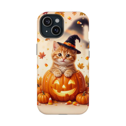 Halloween Kitten Pumpkin Phone Case — Magnetic Impact-Resistant