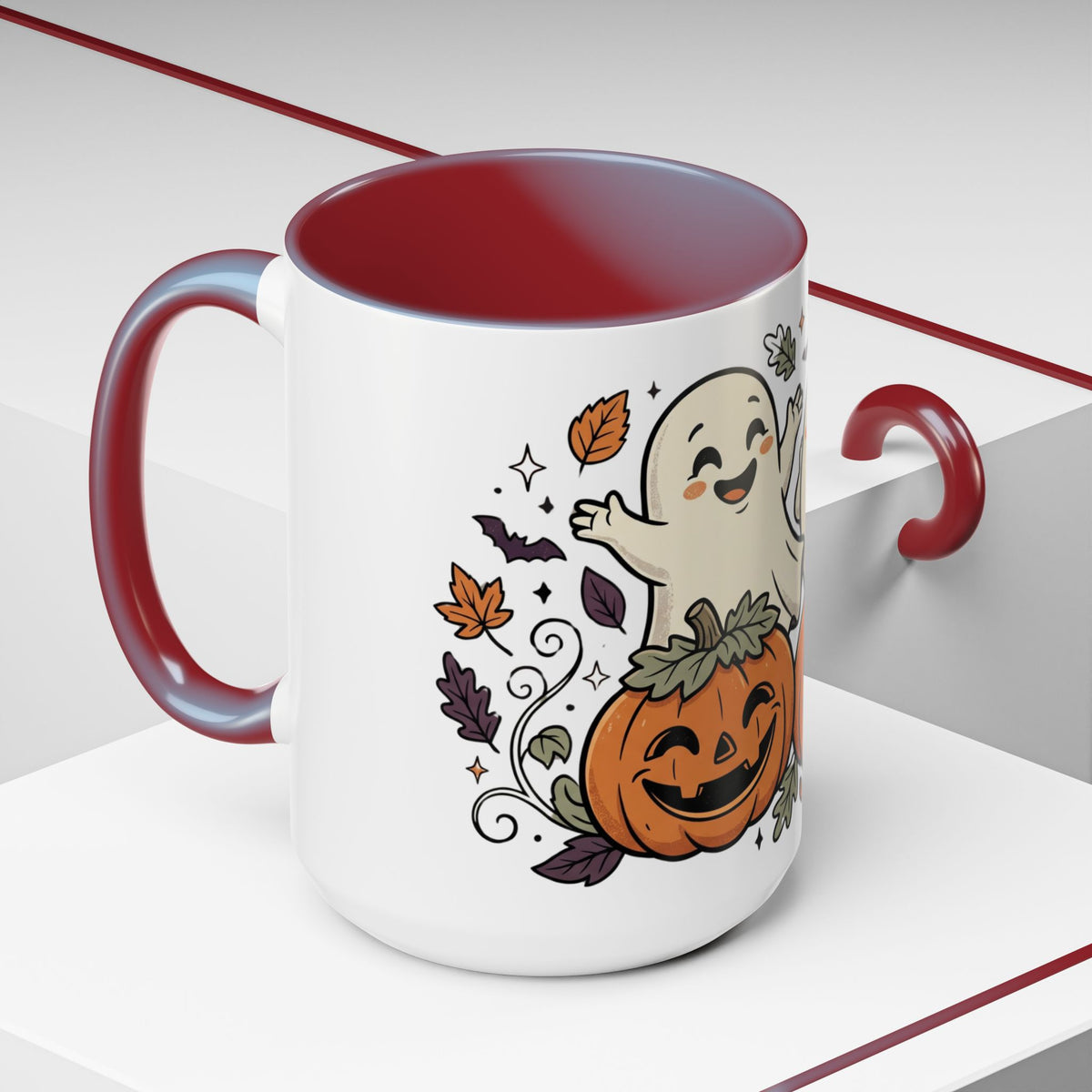 Halloween Ghosts & Pumpkins Coffee Mug — Cute Spooky Accent Mug (11/15oz)