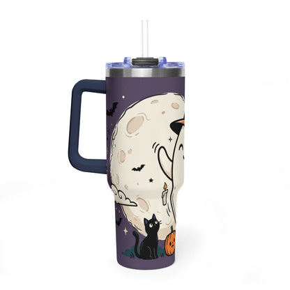 40oz Halloween Ghost Thermal Tumbler with Pumpkin and Black Cat