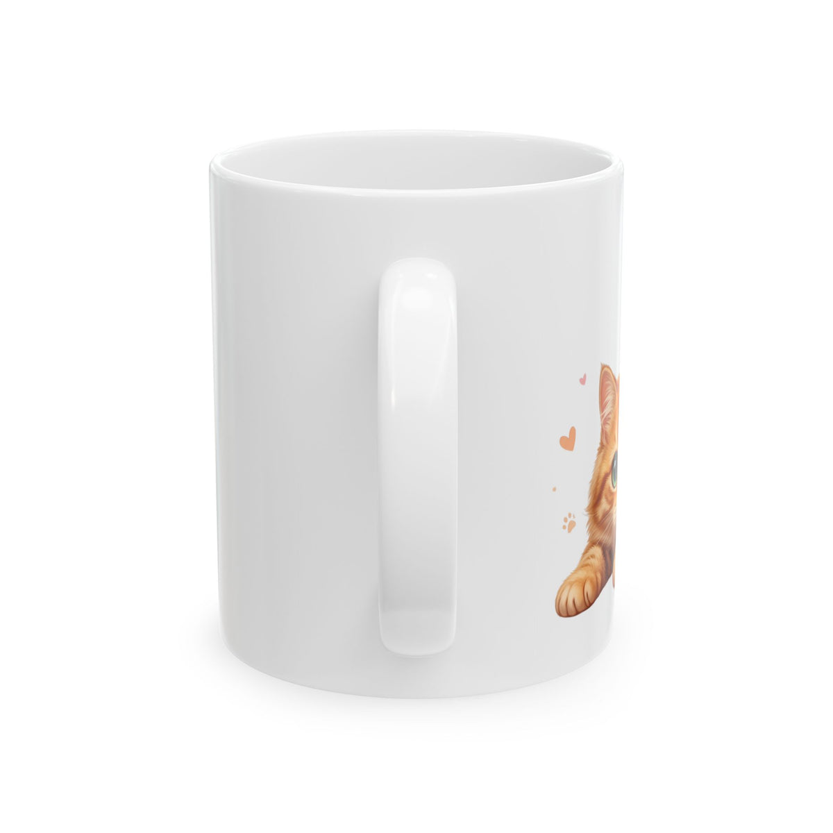 Cute Ginger Cat Ceramic Mug (11oz & 15oz) – Paw Print Love Coffee Cup