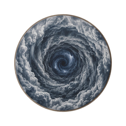 Swirling Storm Round Rug — Dramatic Cloud Vortex Floor Mat