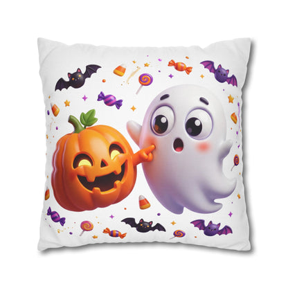 Halloween Ghost & Pumpkin Throw Pillowcase - Cute Spooky Decor