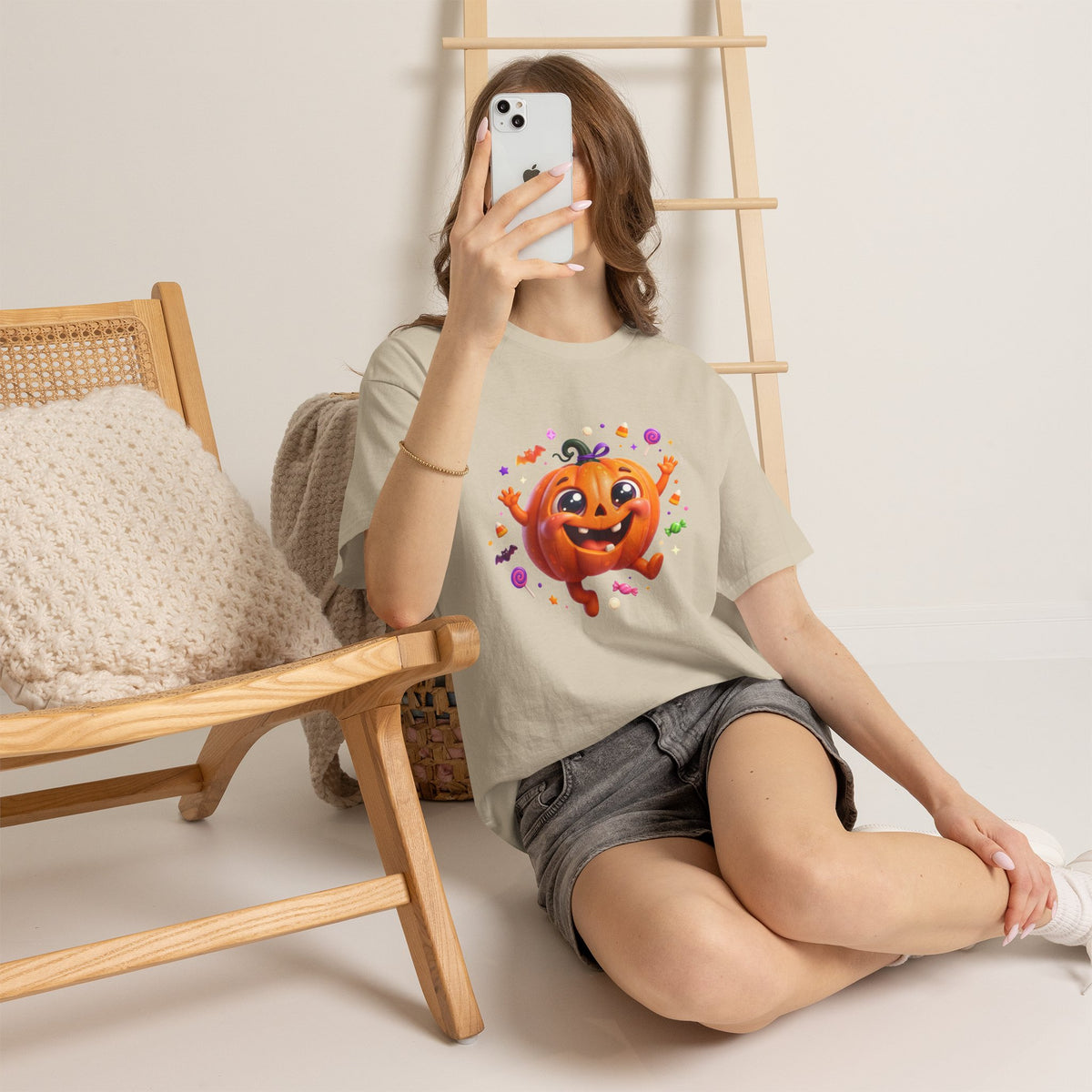 Halloween Pumpkin T‑Shirt — Happy Jack-O'-Lantern Candy Graphic Tee