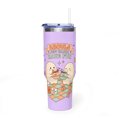 40oz Tumbler – “Ghouls Just Wanna Have Fun” Halloween Ghosts & Pumpkins