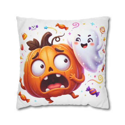 Halloween Pumpkin & Ghost Throw Pillowcase — Cute Spooky Decorative Pillow