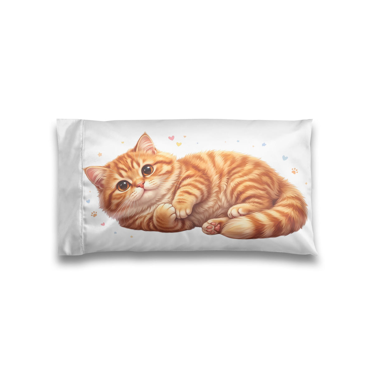 Cute Orange Tabby Cat Satin Pillowcase — Soft Decorative Cat Pillowcase