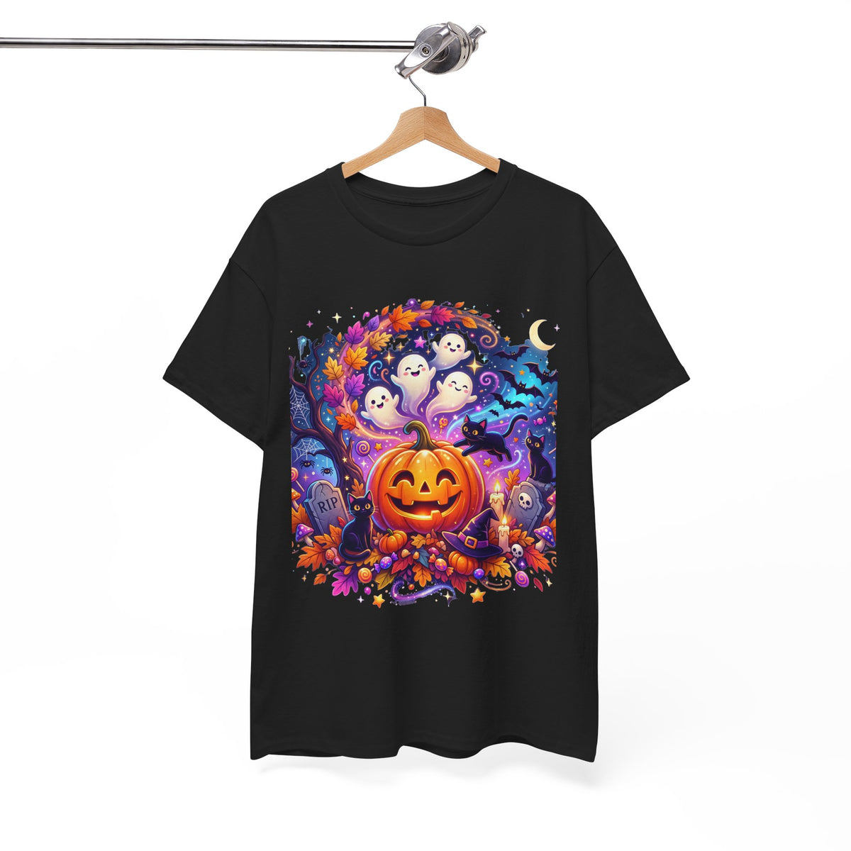 Halloween Pumpkin & Ghosts T-Shirt — Cute Spooky Jack-O'-Lantern Tee