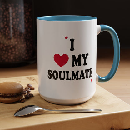 I Love My Soulmate Accent Coffee Mug