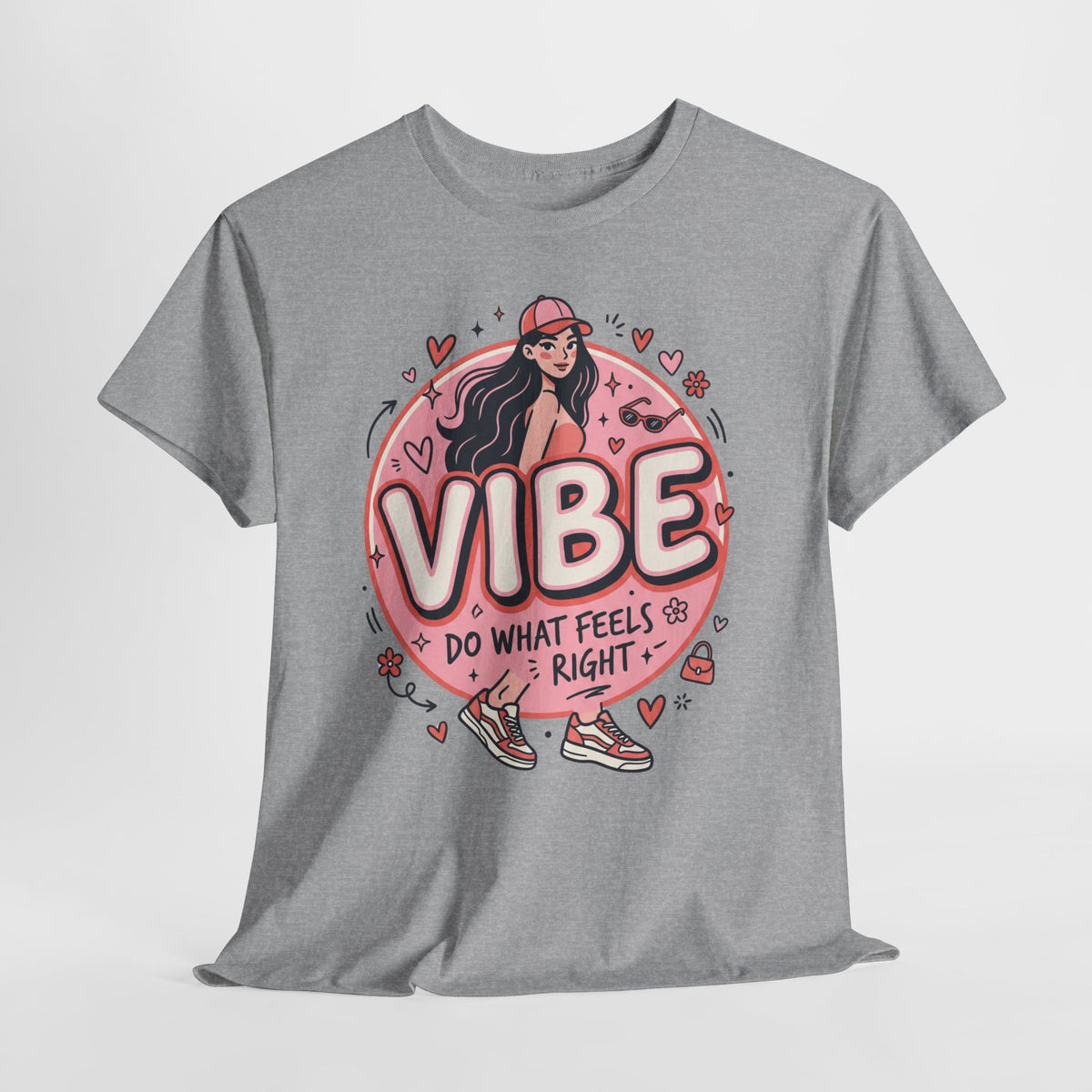 Vibe Girl Graphic Tee — “VIBE: Do What Feels Right” Cute Pink Streetwear T‑Shirt