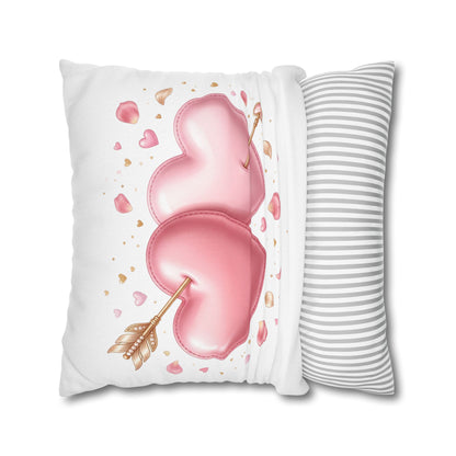 Valentine Pink Double Heart Arrow Decorative Pillowcase
