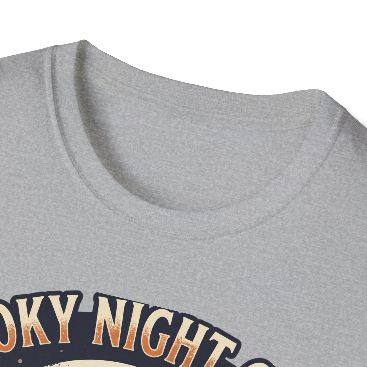 Spooky Night Crew T-Shirt — Vintage Halloween Moon & Skeleton Graphic