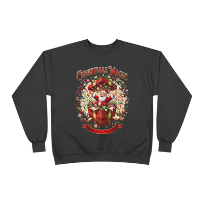 Christmas Magic Crewneck Sweatshirt — Santa Gift Box Holiday Pullover