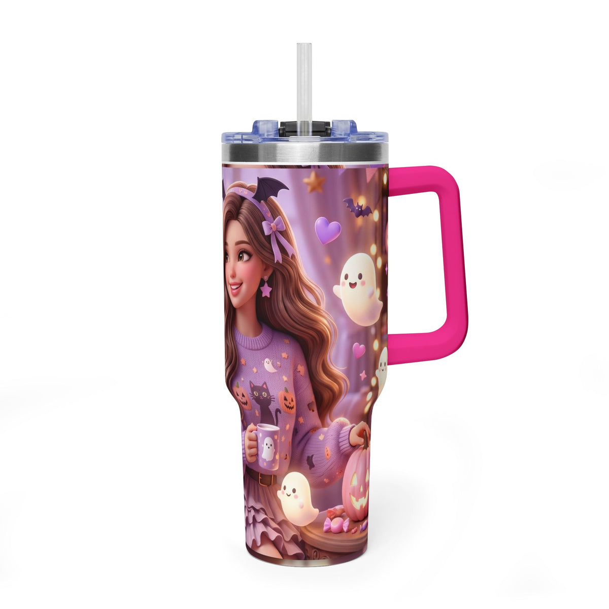 40oz Halloween Girl Ghosts Vacuum Thermal Tumbler
