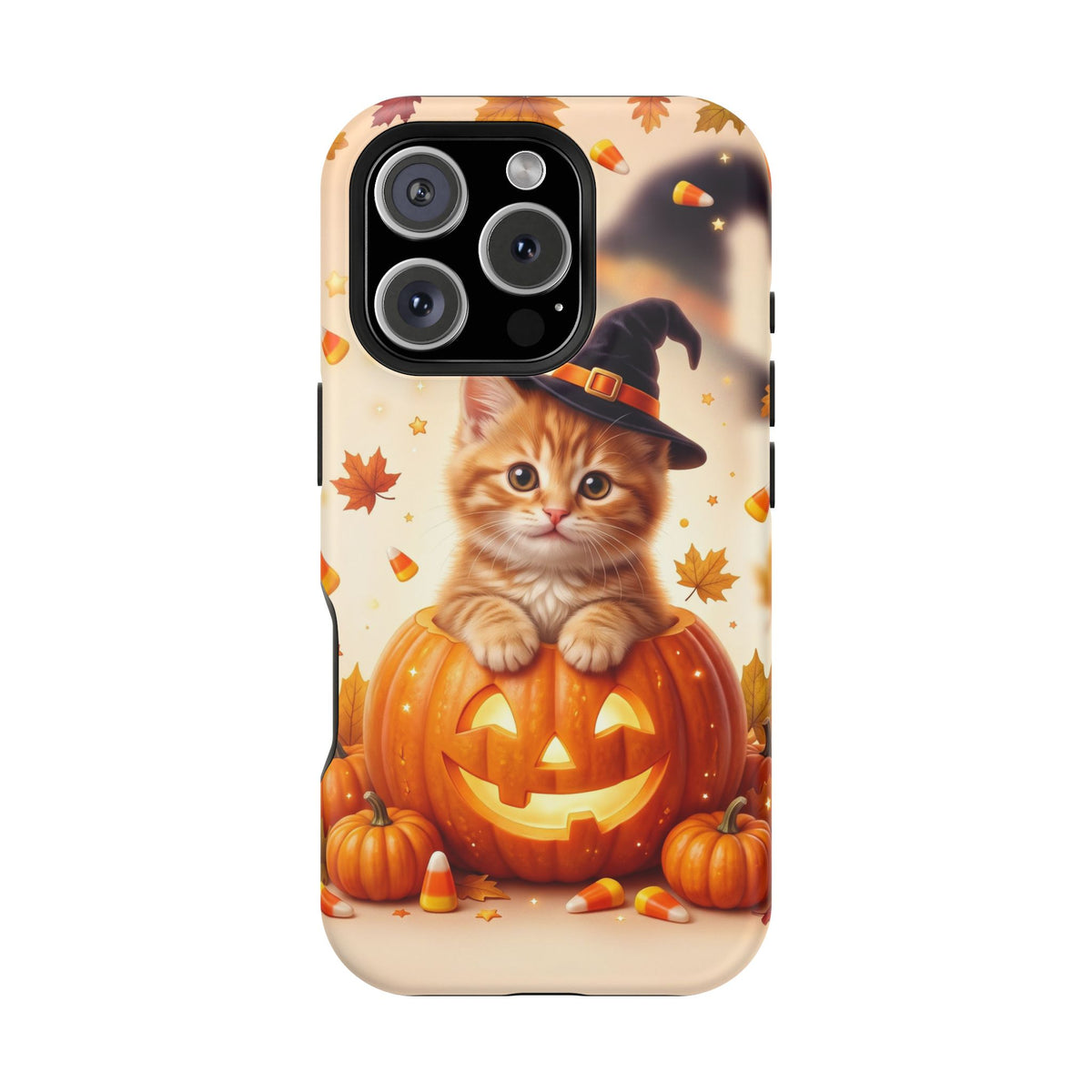 Halloween Kitten Pumpkin Phone Case — Magnetic Impact-Resistant