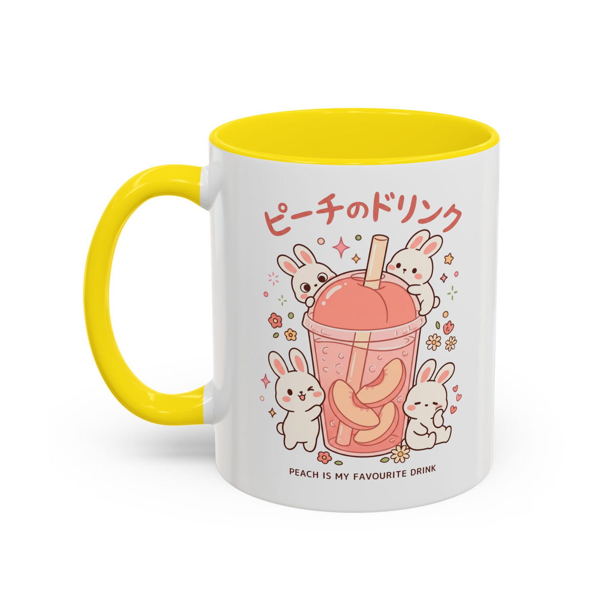 Peach Drink Bunny Mug — Cute Kawaii Coffee Tea Cup (11/15oz)