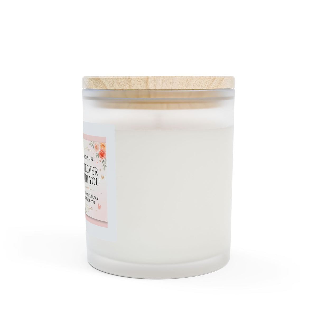 Romantic Photo Frosted Glass Candle — "Smells Like Forever With You" Personalized 11oz