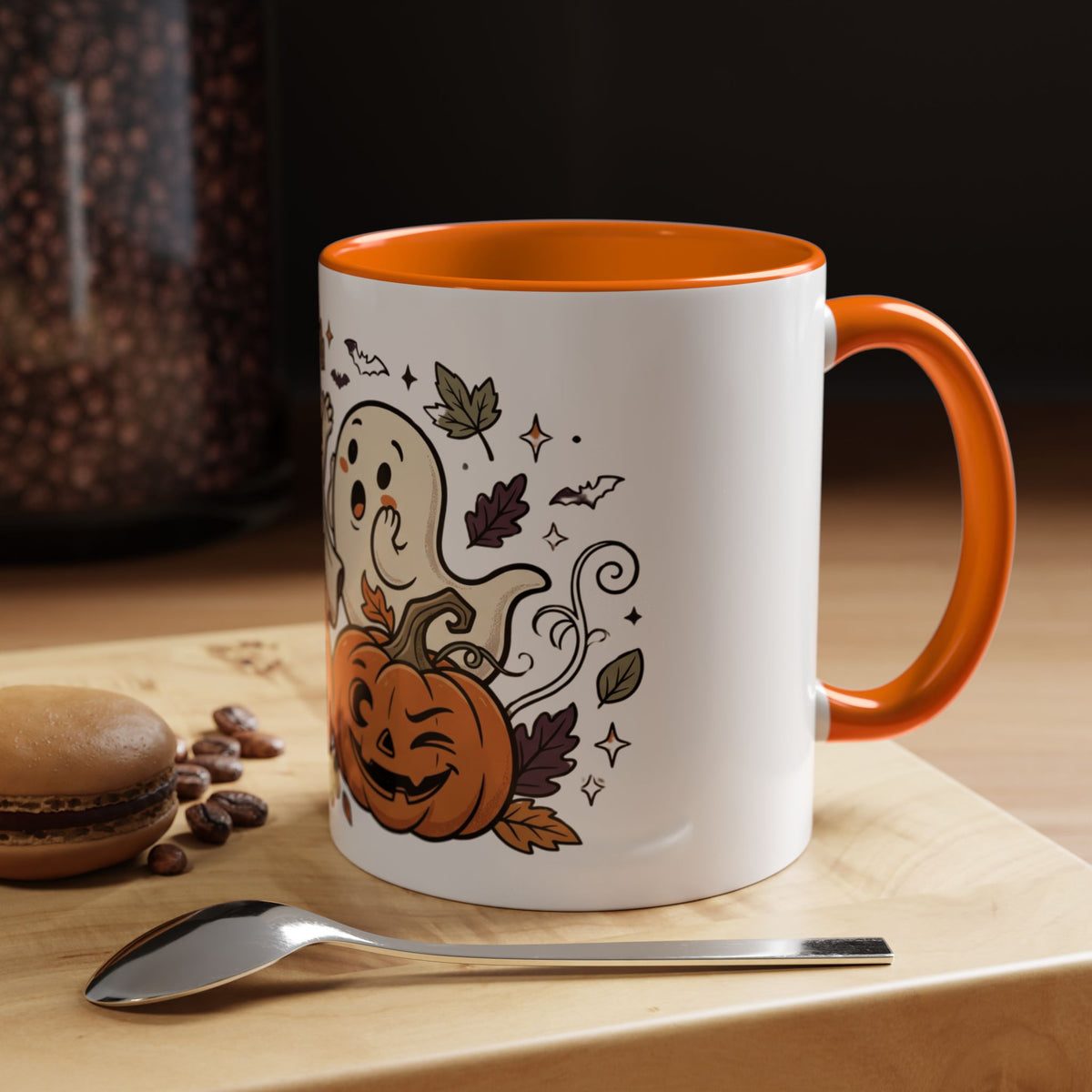 Halloween Ghosts & Pumpkins Coffee Mug — Cute Spooky Accent Mug (11/15oz)