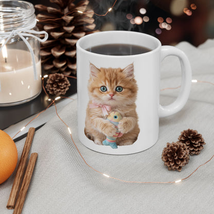 Orange Tabby Cat Ceramic Mug — Cute Kitten Coffee Cup (11oz & 15oz)