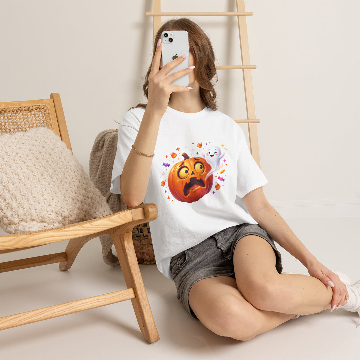 Halloween Pumpkin & Friendly Ghost T-Shirt