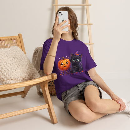 Halloween Black Kitten & Pumpkin T-Shirt