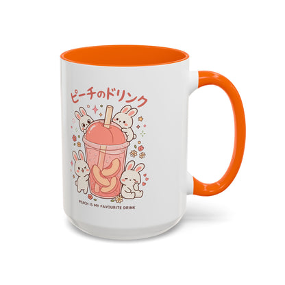 Peach Drink Bunny Mug — Cute Kawaii Coffee Tea Cup (11/15oz)