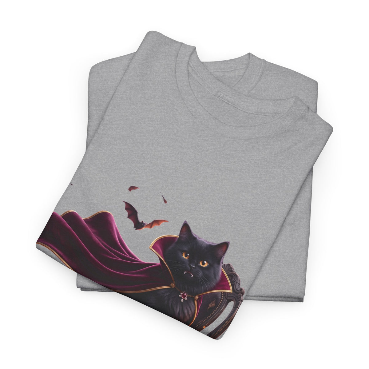 Vampire Cat Tee — Gothic Black Cat with Cape & Candles T-Shirt