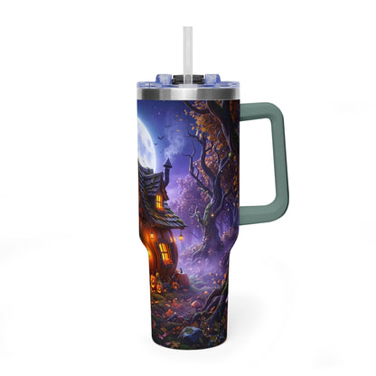 40oz Halloween Haunted Cottage Vacuum Tumbler