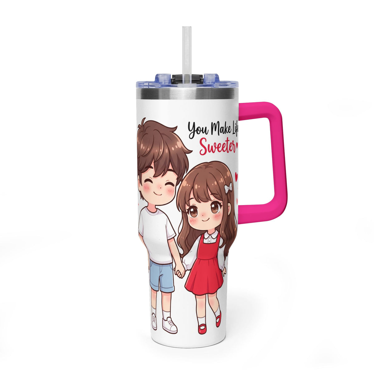 Cute Blushing Boy 40oz Vacuum Thermal Tumbler