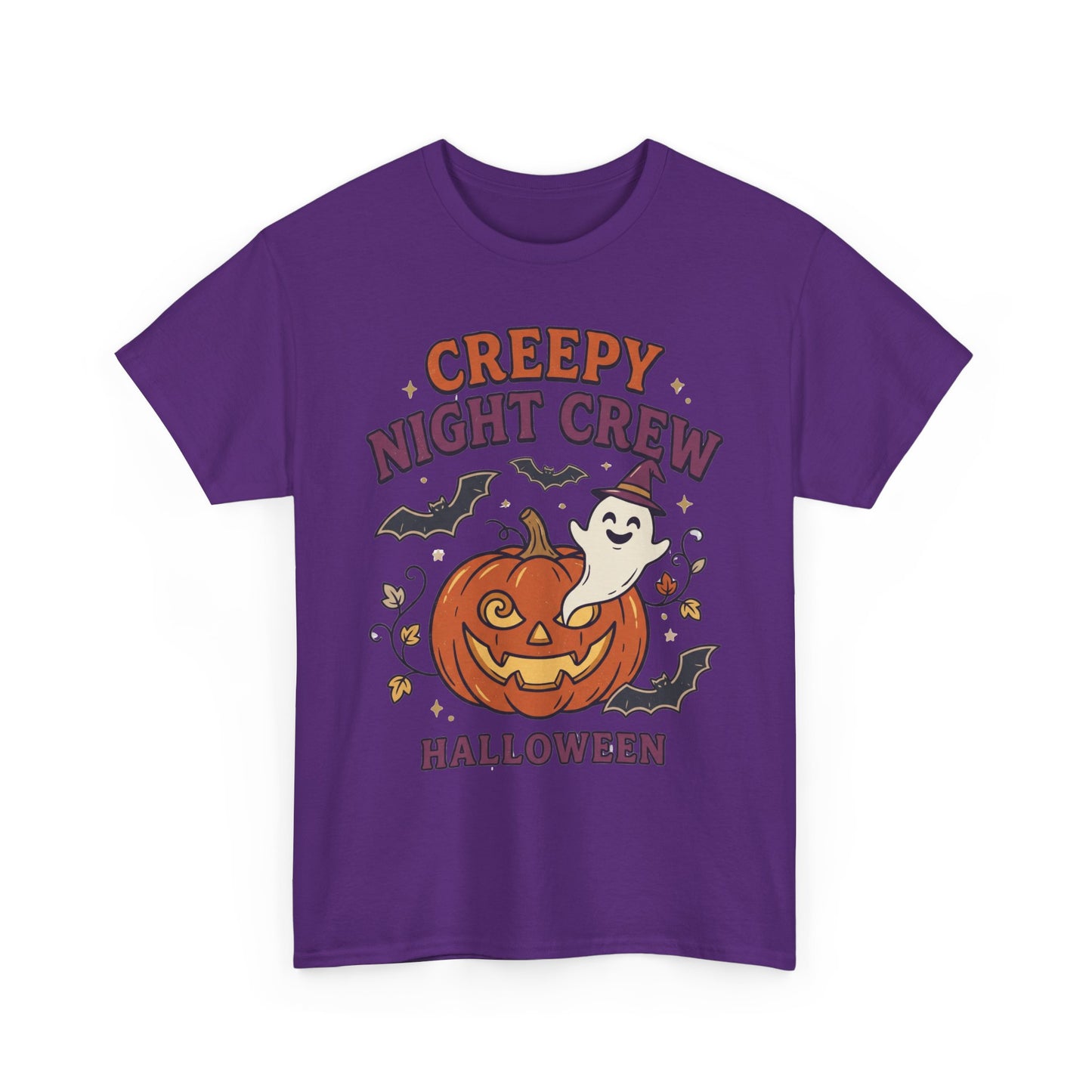 Creepy Night Crew Halloween T‑Shirt — Pumpkin & Ghost Graphic Tee