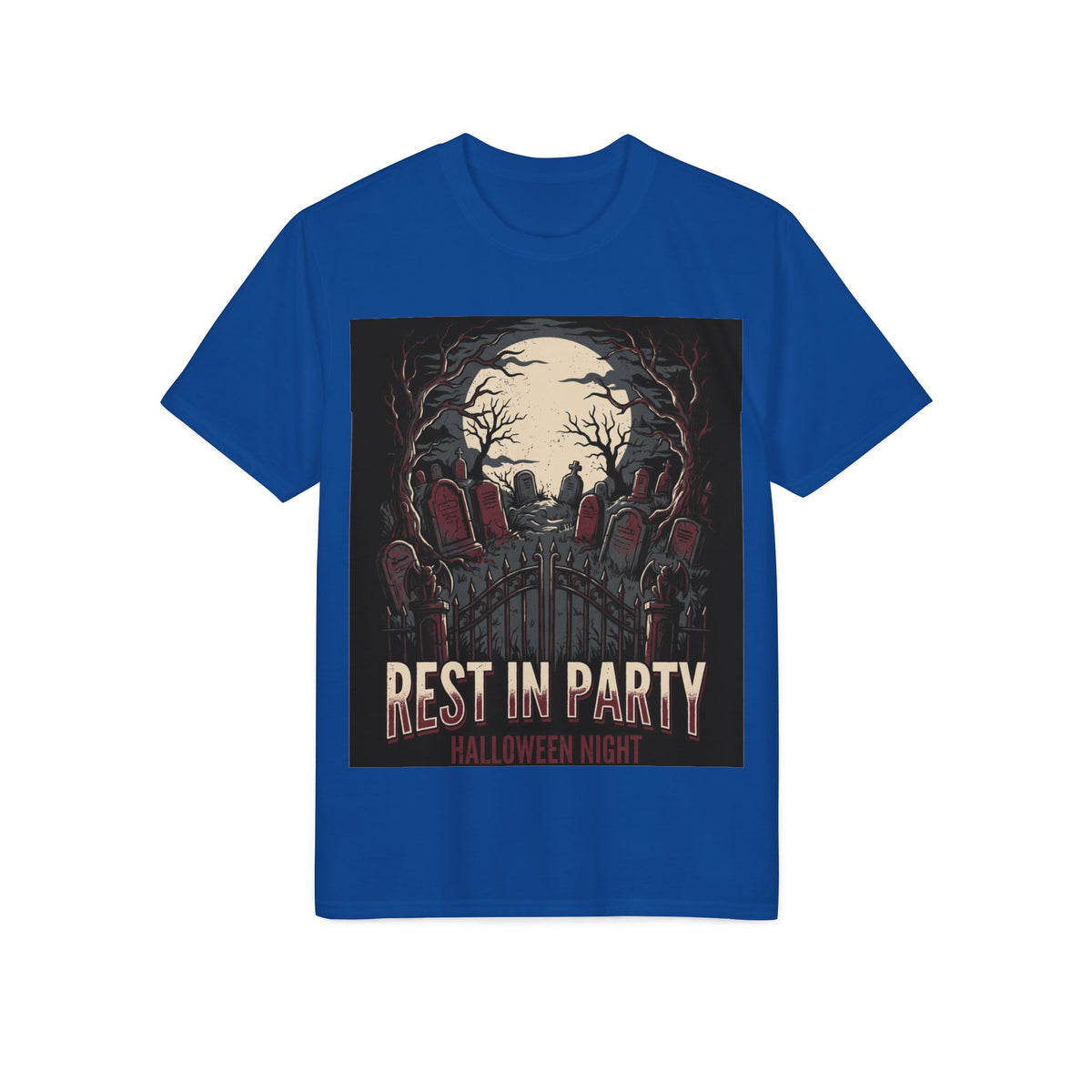 Rest in Party Halloween T-Shirt — Graveyard Skeletons Moonlight Tee