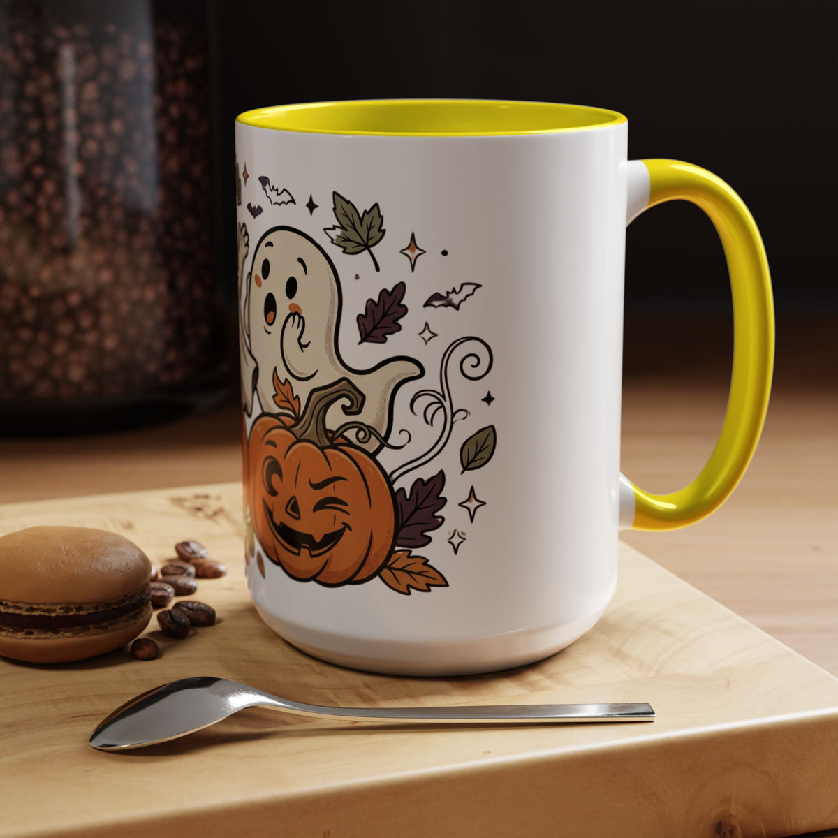 Halloween Ghosts & Pumpkins Coffee Mug — Cute Spooky Accent Mug (11/15oz)